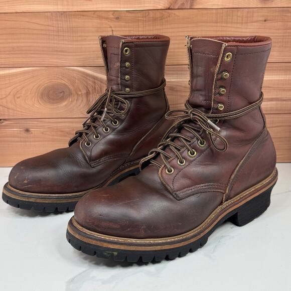 Red Wing Vintage Logger Work Leather Boots Burgundy Made USA Mens size 10 D - Picture 2 of 15
